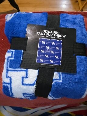 Northwest Plush University Logo Throw in Blue & White